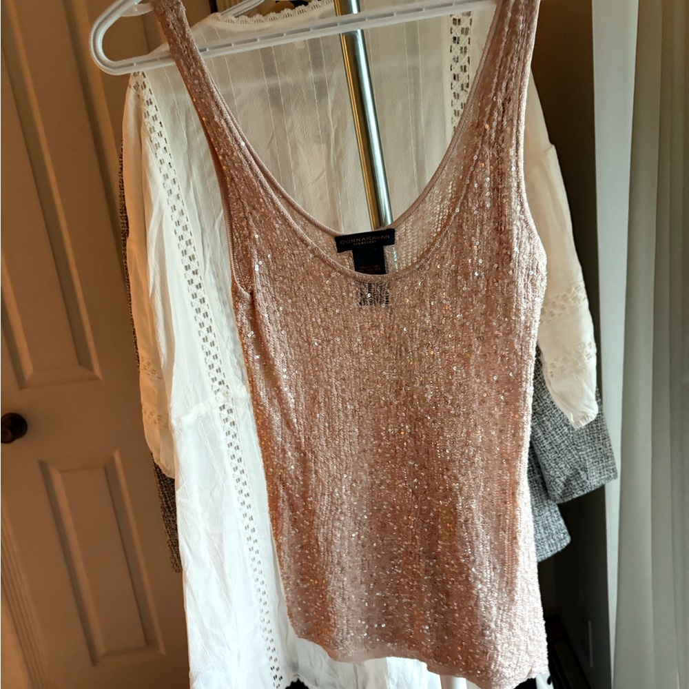 Donna Karen silk sequin top